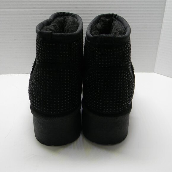 Unbranded Black Faux Fur Lined Ankle Boots with Rhinestones Sz 6.5 NWOT - Picture 4 of 5